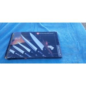 KuchenStolz 6 piece Knife Cutlery Set Cutting Board Sharpener New .Box damage